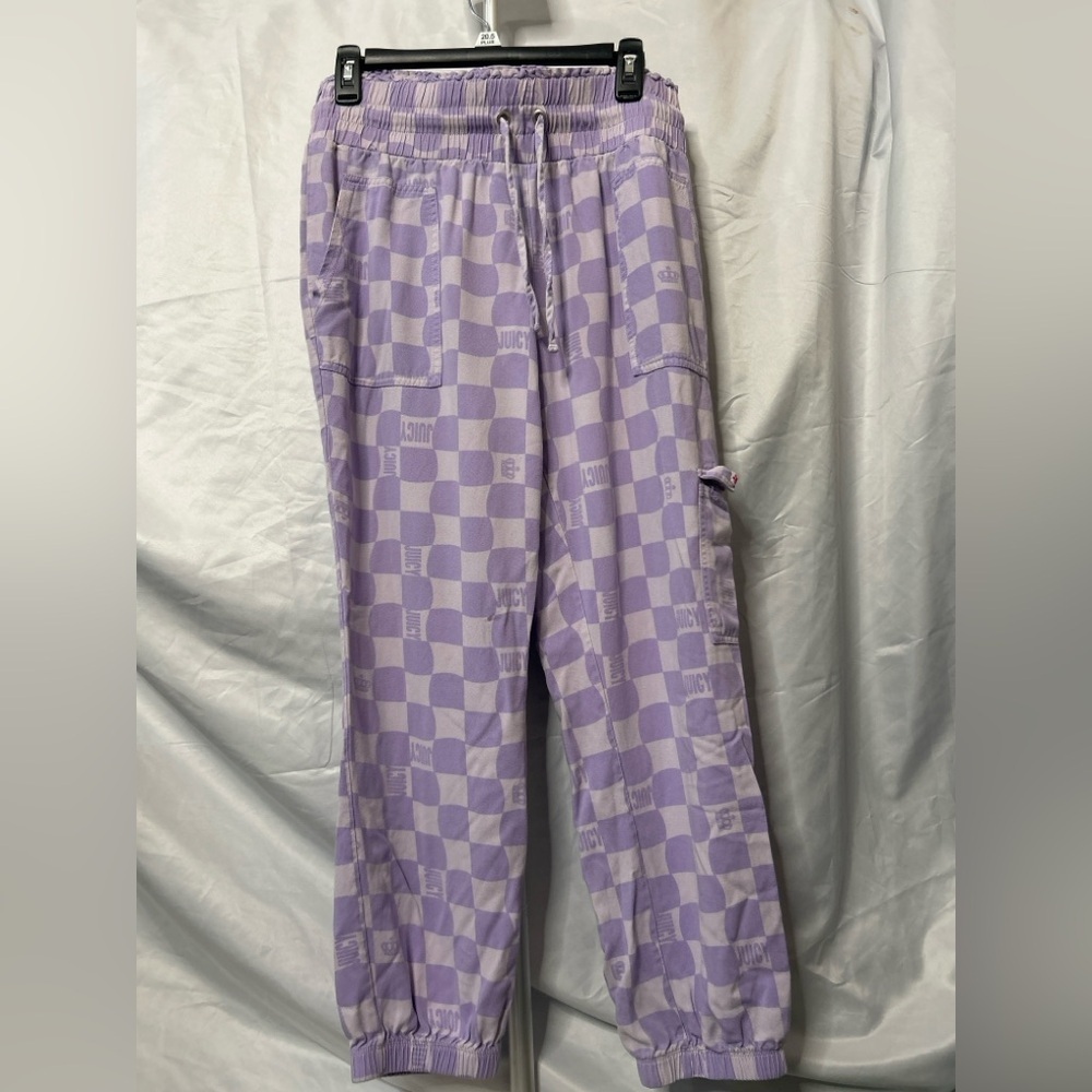 Lavender Checkered Drawstring Joggers - Women - Picture 3 of 10